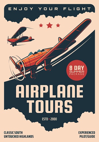 Airplane tours, plane flights with pilot guide