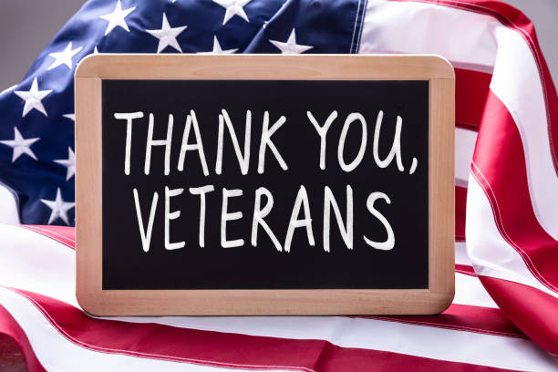 istock Thank You Veterans Text Written On Slate 1322052140