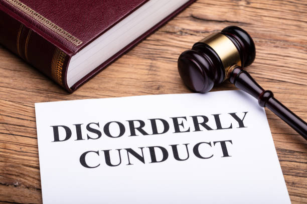 istock Disorderly Conduct Text On Legal Document Near Gavel 1322052221