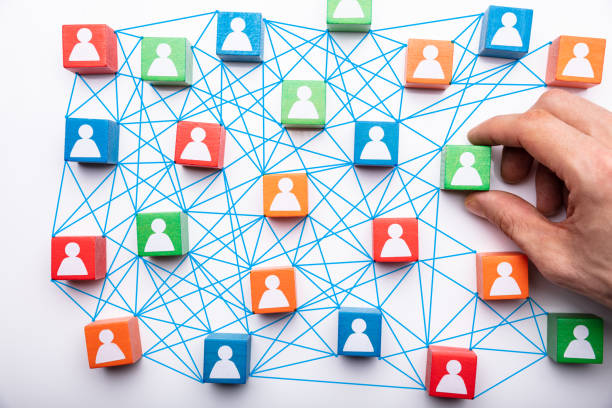 istock Connecting Icon Peoples Wooden Cube Blocks 1322052262
