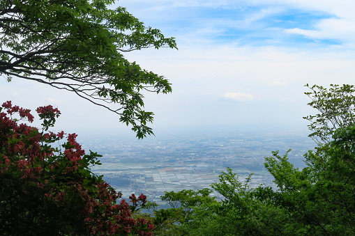 The view from Mt Tsukuba Nyotaisan in Tsukuba, Ibaraki, Japan. May 26, 2021.