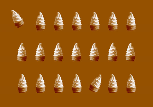 istock Rows of Soft Serve Ice Cream Cones Pattern on Chocolate Brown Background 1322060045