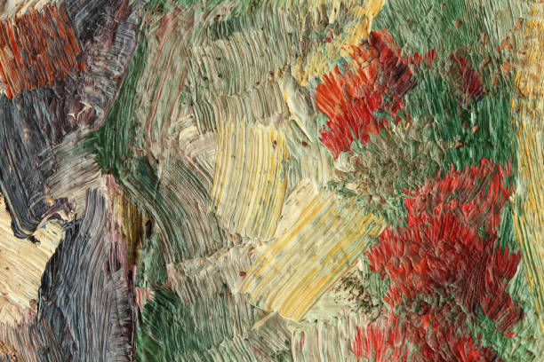 istock abstract multicolored textured background of oil paint brush strokes on burlap 1322064913