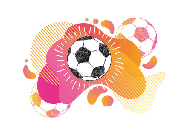Hand drawn football, soccer ball sketch. Fluid abstract background. Banners with flowing liquid shapes. Vector Hand drawn football, soccer ball sketch. Fluid abstract background. Banners with flowing liquid shapes. Vector 3610 stock illustrations