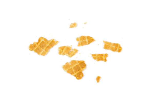 istock Round Waffle Isolated, Thin Waffled Cookie, Golden Belgian Waffles 1322078729