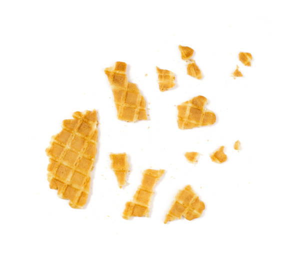 istock Round Waffle Isolated, Thin Waffled Cookie, Golden Belgian Waffles 1322078742
