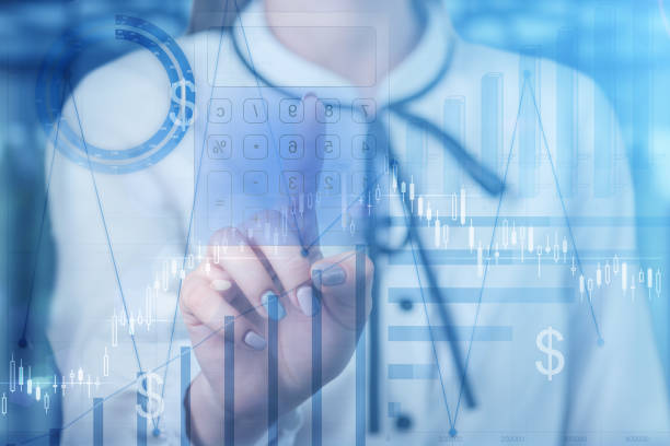 istock financial stability, budget graphics and financial economic analytics in business, trader touches hologram calculator 1322078975