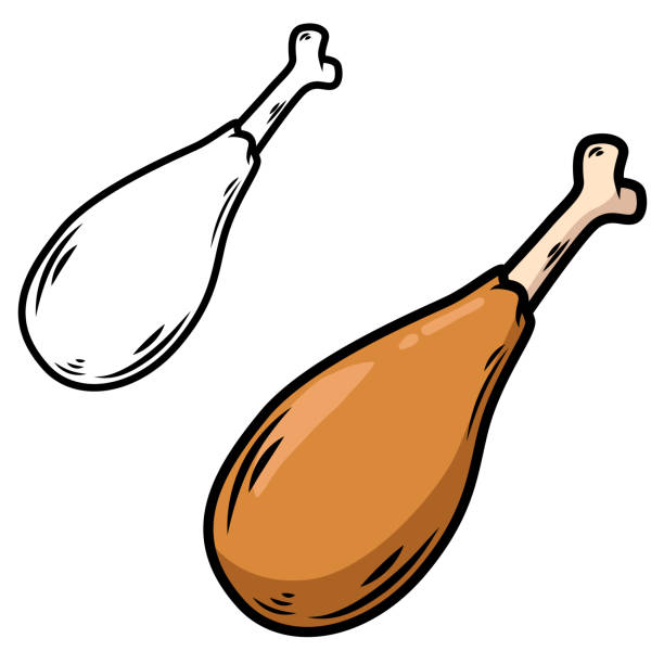 ilustraciones, imágenes clip art, dibujos animados e iconos de stock de ilustración de pierna de pollo frito. elemento de diseño para etiqueta, signo, emblema. ilustración vectorial - roast chicken illustrations