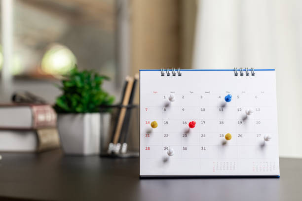 istock Calendar Event Planner is busy .calendar ,clock to set timetable organize schedule ,planning for business meeting or travel planning concept. 1322083390