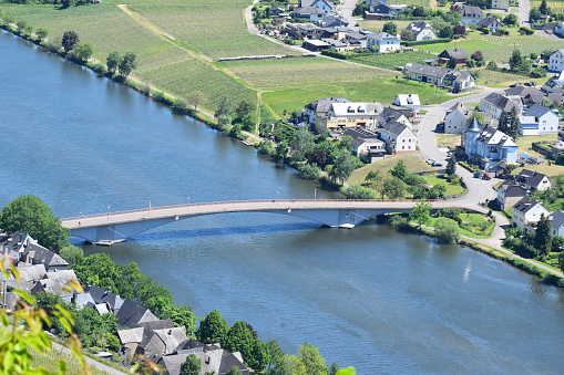 bridge in village Piesport in Mosel valley