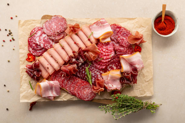 istock Sliced meat sausage and hams 1322086233