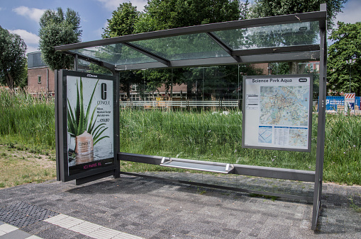 Bus Stop Science Park Aqua At Amsterdam The Netherlands 2018