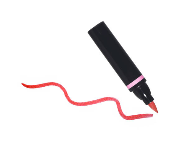 istock Black lip pencil with red trace isolated on white 1322092270