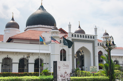 Penang, Malaysia. August 20, 2017. The historic Kapitan Keling Mosque in George town area of Penang Malaysia.