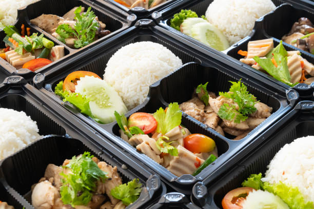 istock Thai food lunch boxes in plastic packages. 1322106580