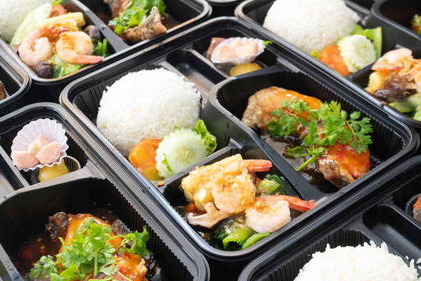 istock Thai food lunch boxes in plastic packages. 1322106590