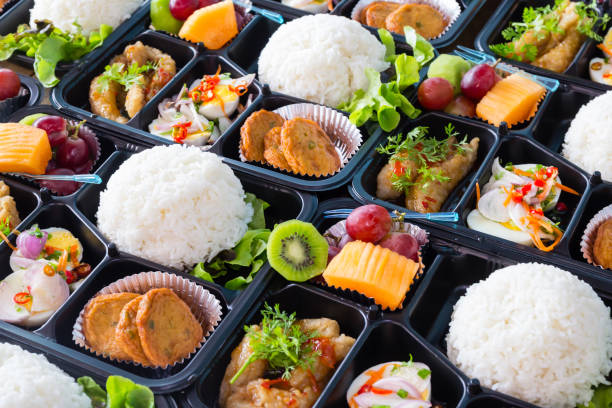 istock Modern Thai food lunch boxes in plastic packages. 1322106600