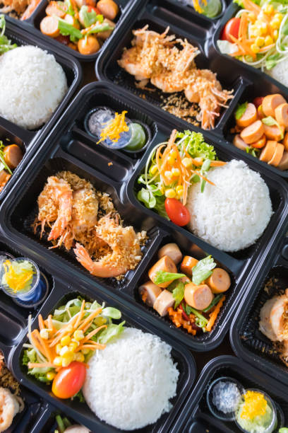 istock Modern Thai food lunch boxes in plastic packages. 1322106601