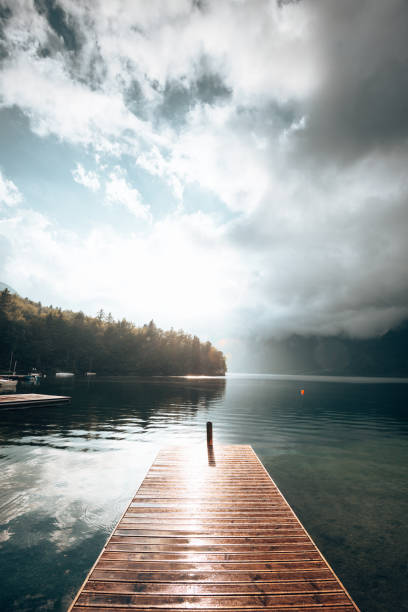 istock wooden jetty on the lake 1322110246