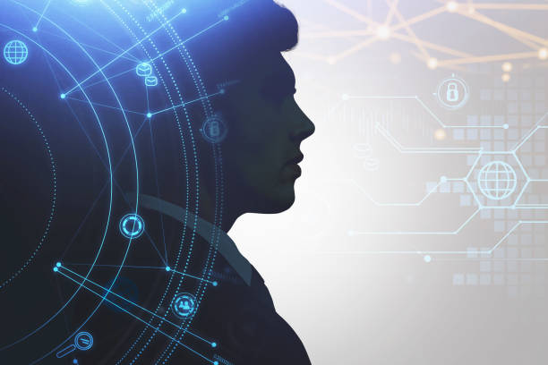 istock Businessman with double exposure globe network hologram 1322113954