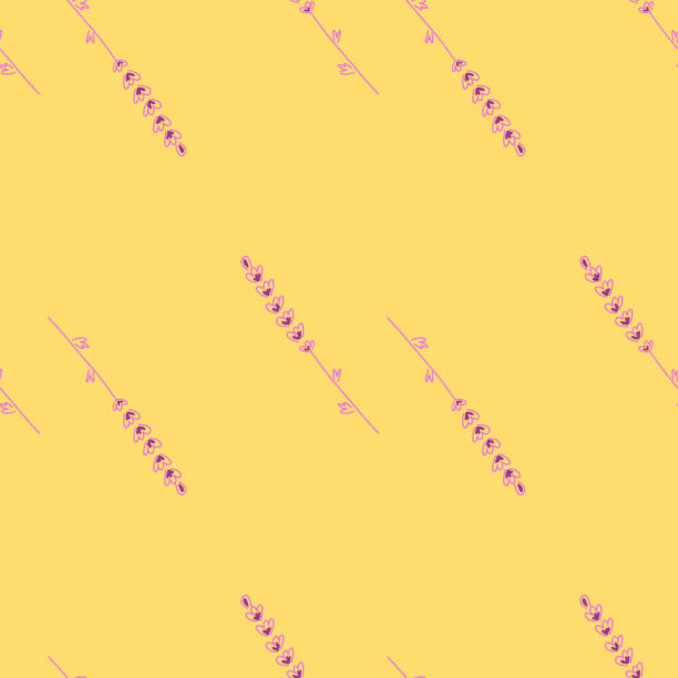 istock Purple lavender vintage seamless pattern in minimalistic style. Orange pastel background. Simple ornament. 1322115025