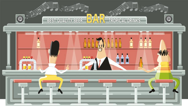 ilustrações de stock, clip art, desenhos animados e ícones de bar counter - bar bar counter pub beer