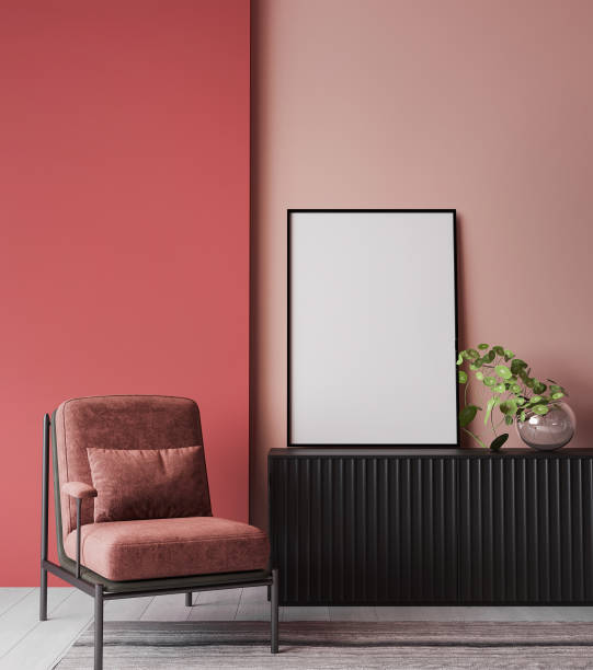 istock Home mockup, modern interior background with poster frame mock up 1322117873
