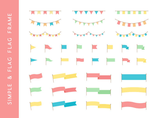A set of simple, flat flag and ribbon frames. A set of simple, flat flag and ribbon frames. decorating illustrations stock illustrations