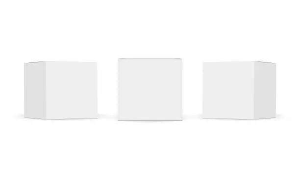 Vector illustration of Set of Square Paper Boxes Mockups Isolated on White Background