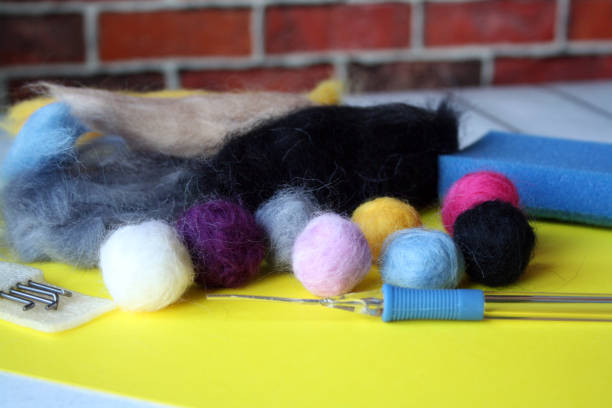 istock Beads made of felted wool. Needlework at home. 1322122051