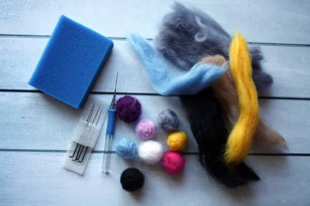 Beads made of felted wool. Needlework at home.