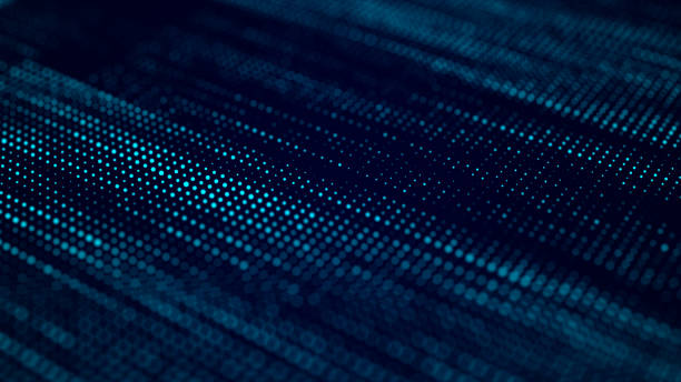 istock Digital blue background of particles. Abstract futuristic dynamic background. Big data visualization. 3D rendering. 1322124006