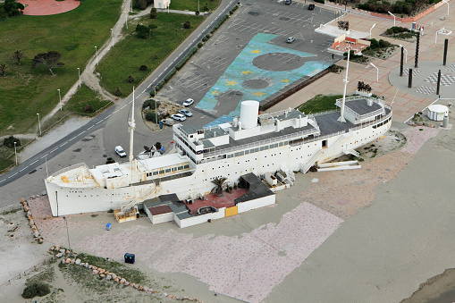 Aerial view of Port-Barcarès boat, in the Pyrénées-Orientales department, Occitanie region, France