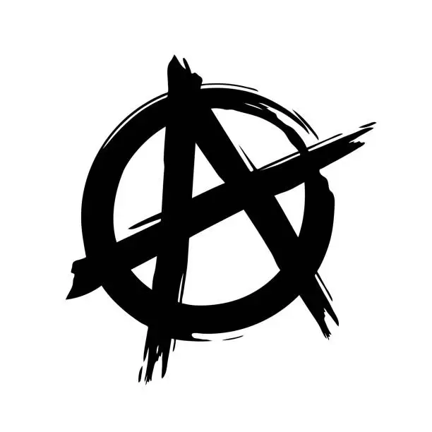 Vector illustration of Grunge brush painted anarchy sign isolated on a white background. Anarchy icon. Vector illustration