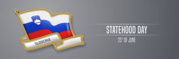 istock Slovenia happy statehood day greeting card, banner vector illustration 1322130969