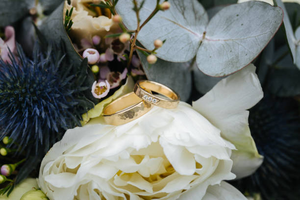 istock Beautiful wedding rings close up 1322131485