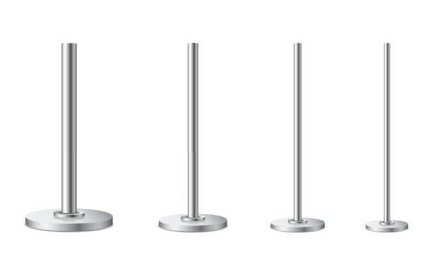 istock Set of metal poles with different diameters. Realistic detailed 3d metal columns 1322134117