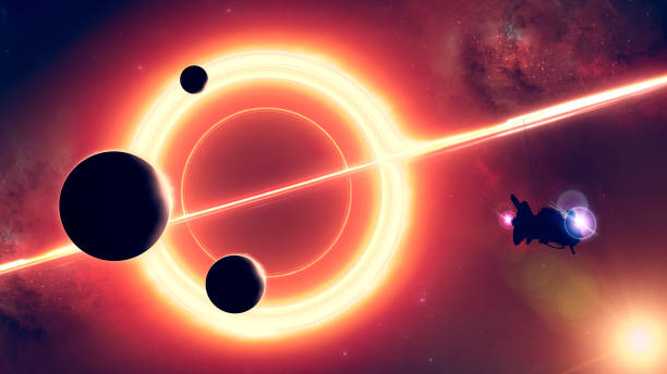 Planets and exoplanets of unexplored galaxies, black hole. Sci-Fi. Probe. Planets and exoplanets of unexplored galaxies, black hole. Sci-Fi. New worlds to discover. Colonization and exploration of nebulae and galaxies. Probe. 3d render black hole space stock pictures, royalty-free photos & images