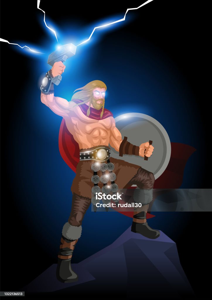 Simple Thor God Thor The God Of Thunder And Lightning Stock Illustration - Download ...