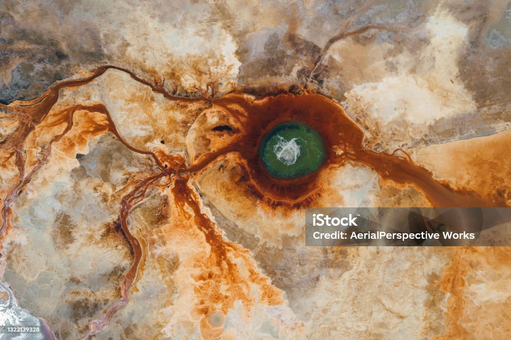 Aerial View of Natural Thermal Spring / Qinghai, China Aerial View of Natural Thermal Spring in Qinghai, China.
Commonly known as Aiken Spring or "Devil's Eye". Landscape - Scenery Stock Photo