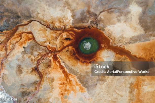 Aerial View Of Natural Thermal Spring Qinghai China Stock Photo - Download Image Now