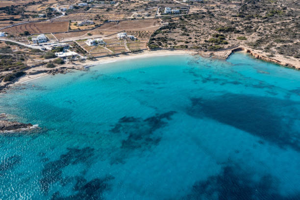 istock Greece, Koufonisi island, sandy beach, aerial drone view 1322146430
