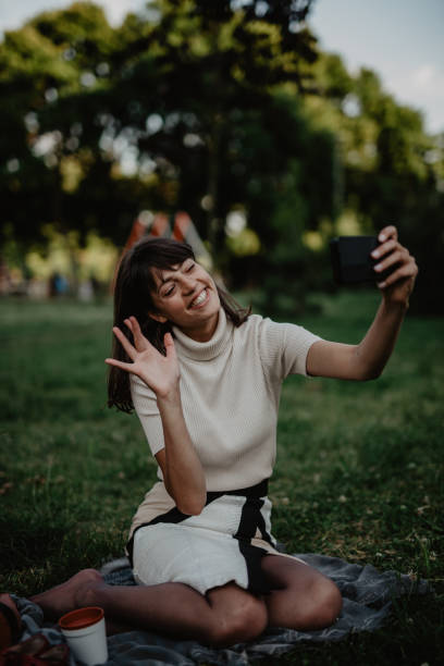 istock Small video call from the park 1322146988