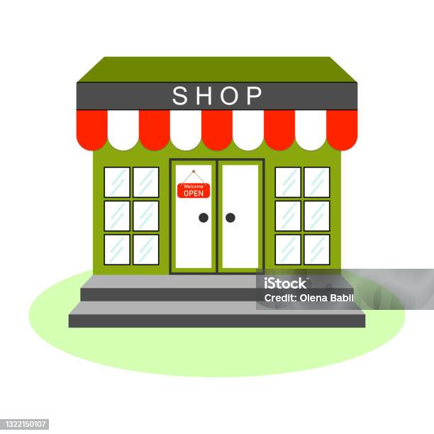 Store Design Vector Flat Illustration Of Building Exterior Stock ...