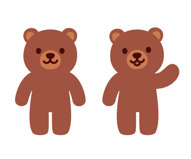 Simple cartoon teddy bear Simple and cute teddy bear standing and waving. Flat vector style cartoon illustration. teddy bear stock illustrations