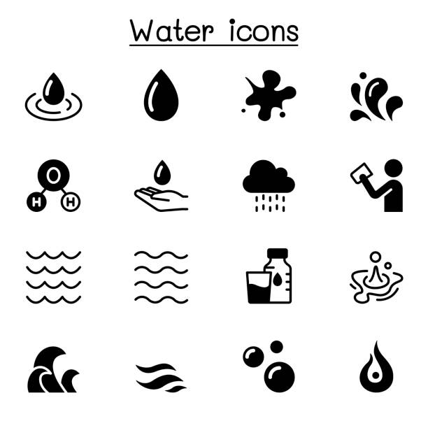 illustrazioni stock, clip art, cartoni animati e icone di tendenza di immagine grafica illustrazione vettoriale set di icone acqua, liquido, acqua - acid rain