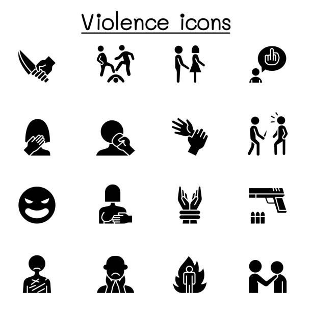 gewalt, menschenhandel, missbrauch, sexuelle belästigung symbol set vektor-illustration grafik-design - anti sex stock-grafiken, -clipart, -cartoons und -symbole