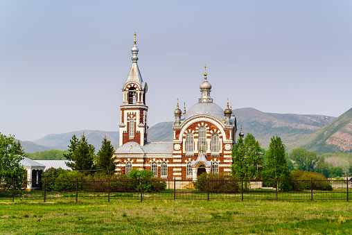 Andreevka village, Saraktashsky district, Orenburg region, Russia - May, 10, 2021: Michael the Archangel church of the St. Andrew's monastery