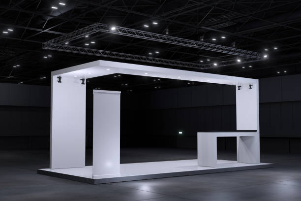istock Exhibition standing for mockup and Corporate identity. Retail booth design elements in Exhibition hall .3D rendering. 1322166207