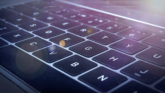 Keyboard technology background, future work concept,laptop keyboard close-up
